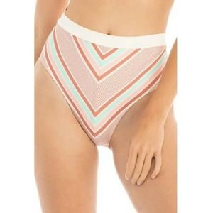 Tavik Jude High Waist Bikini Bottoms Swim Swimsuit Multi Stripe Moderate small